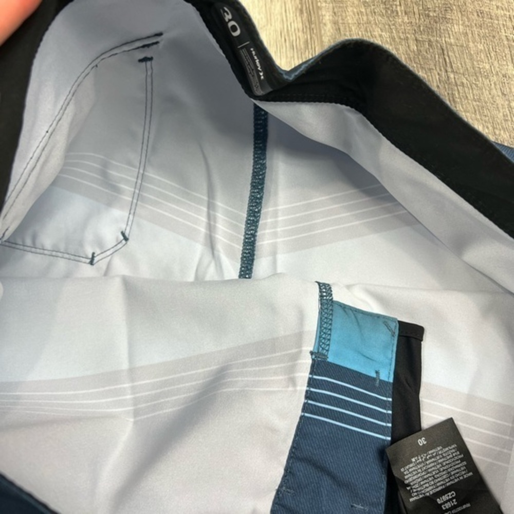 Hurley Mens Blue Stripe Swim Trunks - Picture 4 of 9
